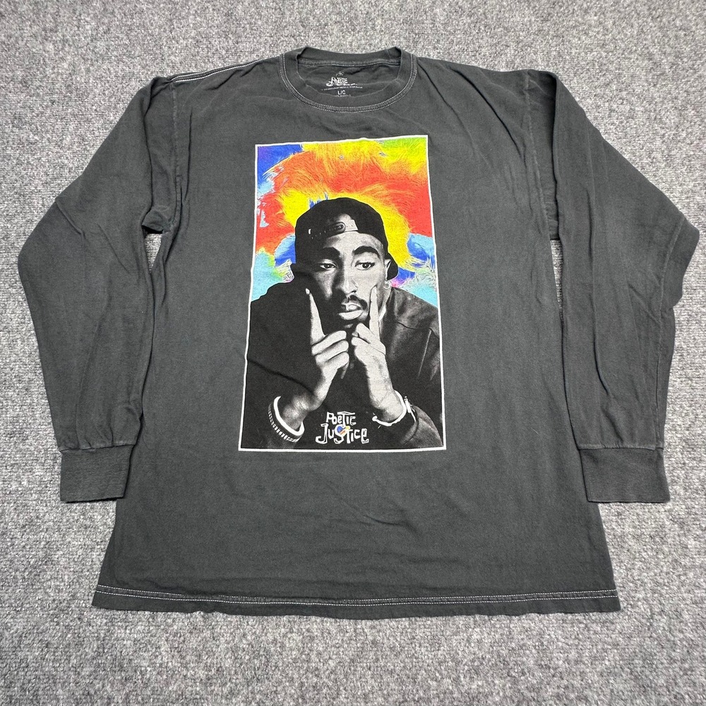 Poetic Justice Tupac Graphic Long Sleeve T-Shirt Size Large‎ Black Streetwear